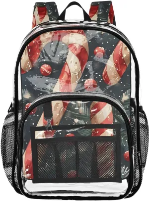 senya Transparent School Bag Christmas Striped Candy Travel Backpack With Water-Resistant PVC Plastic Clear Bagpack