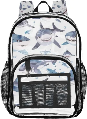 senya Transparent School Bag Chubby Sharks Travel Backpack With Water-Resistant PVC Plastic Clear Bagpack