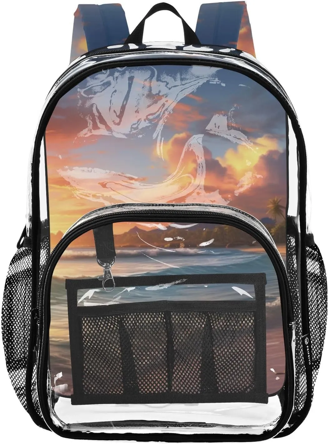 senya Transparent School Bag Crashing Waves Travel Backpack With Water-Resistant PVC Plastic Clear Bagpack
