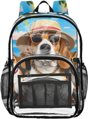 senya Transparent School Bag Dogs Driving Car Travel Backpack With Water-Resistant PVC Plastic Clear Bagpack