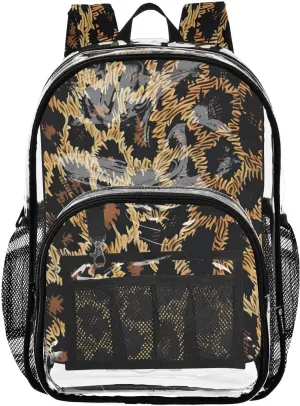 senya Transparent School Bag Domineering Leopard Print Travel Backpack With Water-Resistant PVC Plastic Clear Bagpack