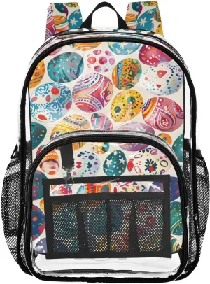 senya Transparent School Bag Easter Colored Eggs Travel Backpack With Water-Resistant PVC Plastic Clear Bagpack