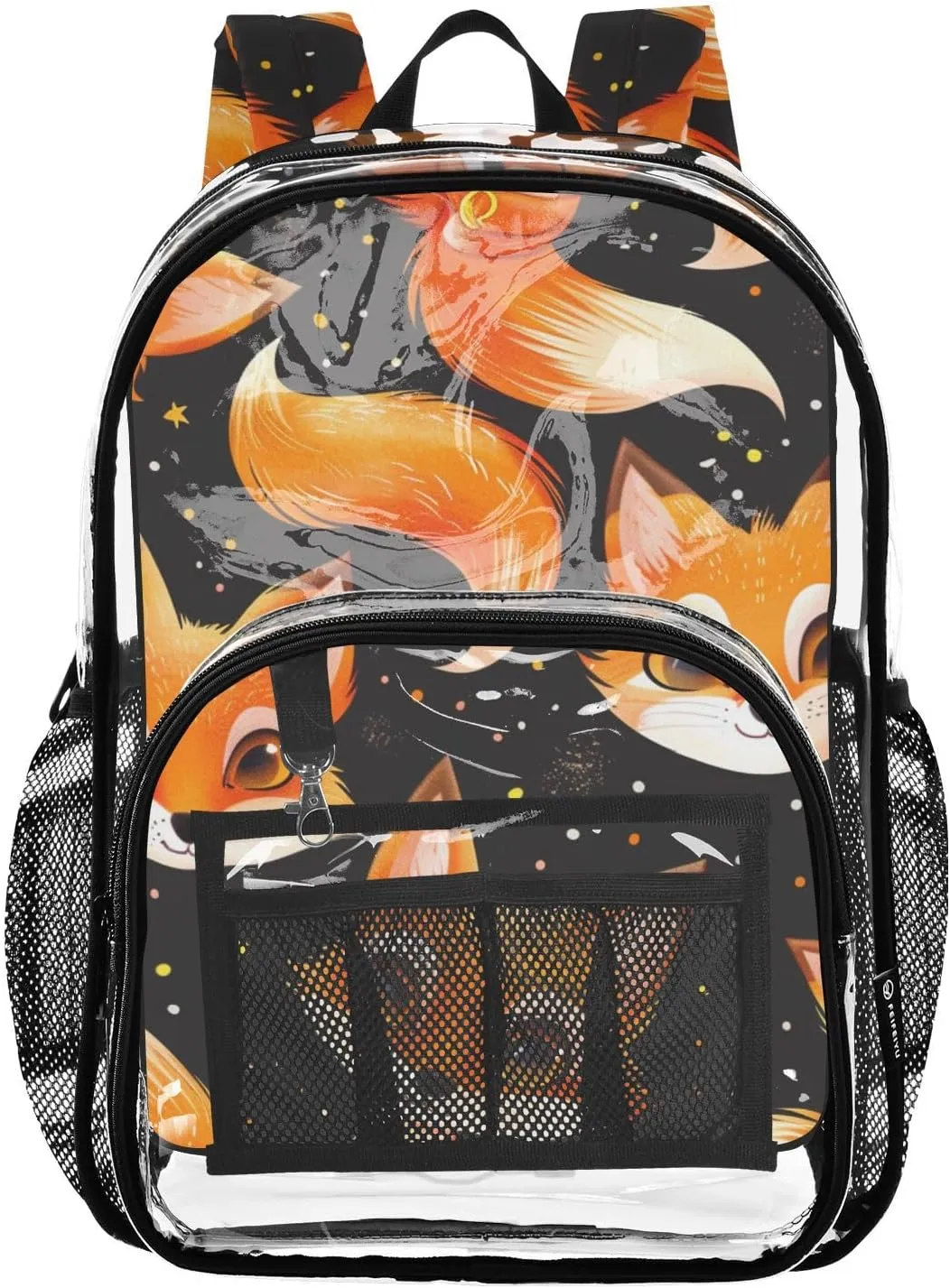 senya Transparent School Bag Foxes Colored Dots Travel Backpack With Water-Resistant PVC Plastic Clear Bagpack