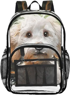 senya Transparent School Bag Fried Hair Dog Travel Backpack With Water-Resistant PVC Plastic Clear Bagpack