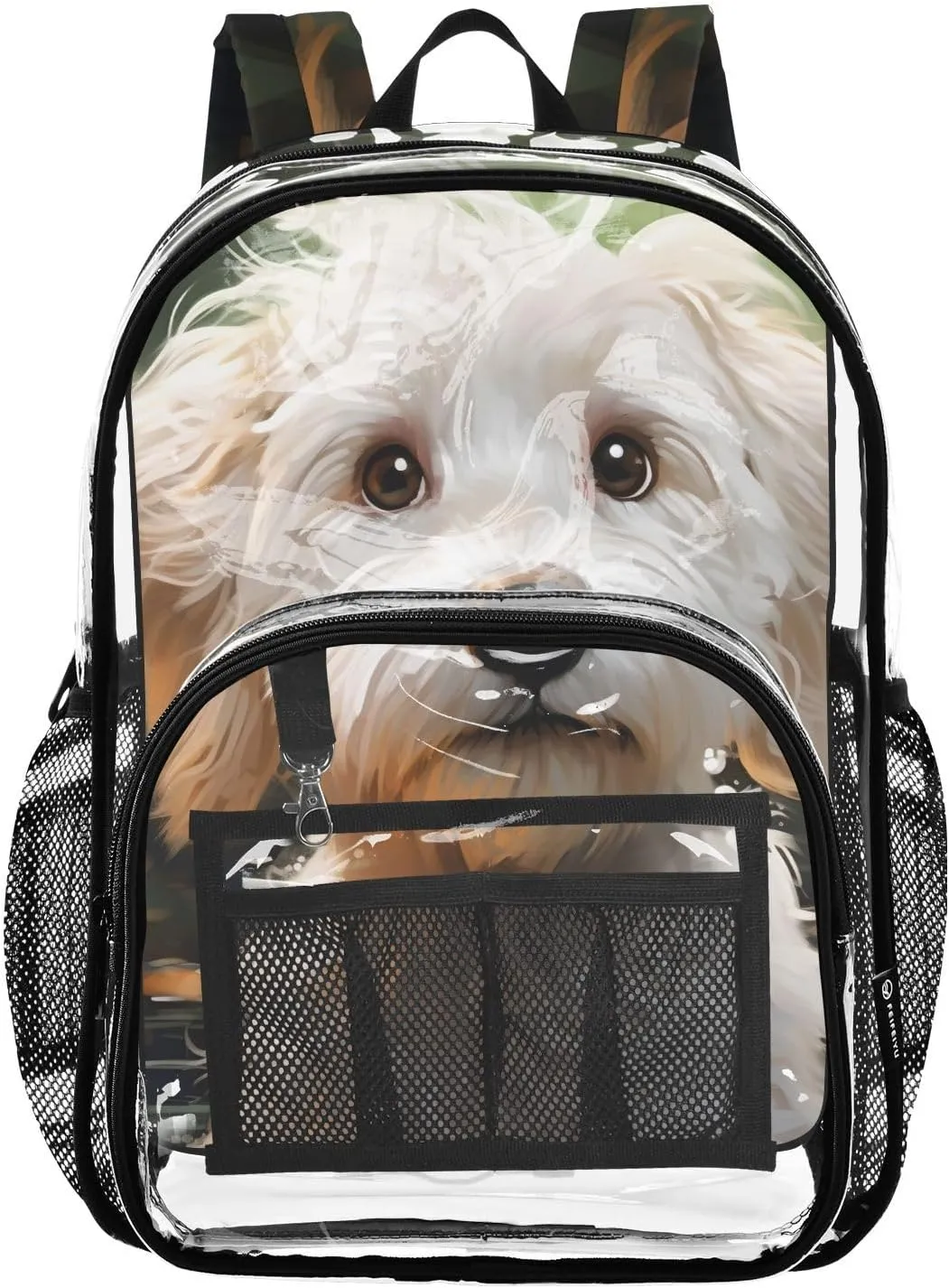 senya Transparent School Bag Fried Hair Dog Travel Backpack With Water-Resistant PVC Plastic Clear Bagpack