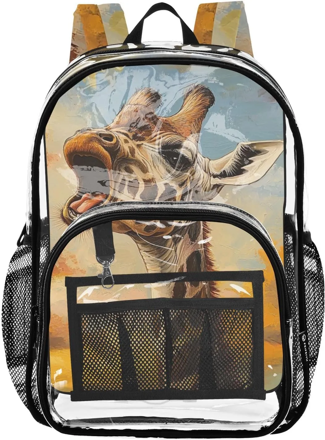 senya Transparent School Bag Giraffe Roars Travel Backpack With Water-Resistant PVC Plastic Clear Bagpack