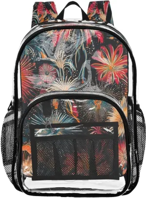 senya Transparent School Bag Gorgeous Fireworks Travel Backpack With Water-Resistant PVC Plastic Clear Bagpack