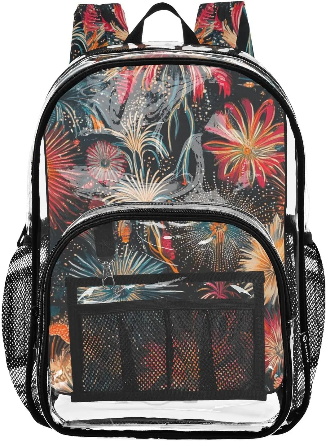 senya Transparent School Bag Gorgeous Fireworks Travel Backpack With Water-Resistant PVC Plastic Clear Bagpack