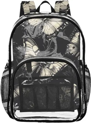 senya Transparent School Bag Gothic Cool Butterflies Travel Backpack With Water-Resistant PVC Plastic Clear Bagpack