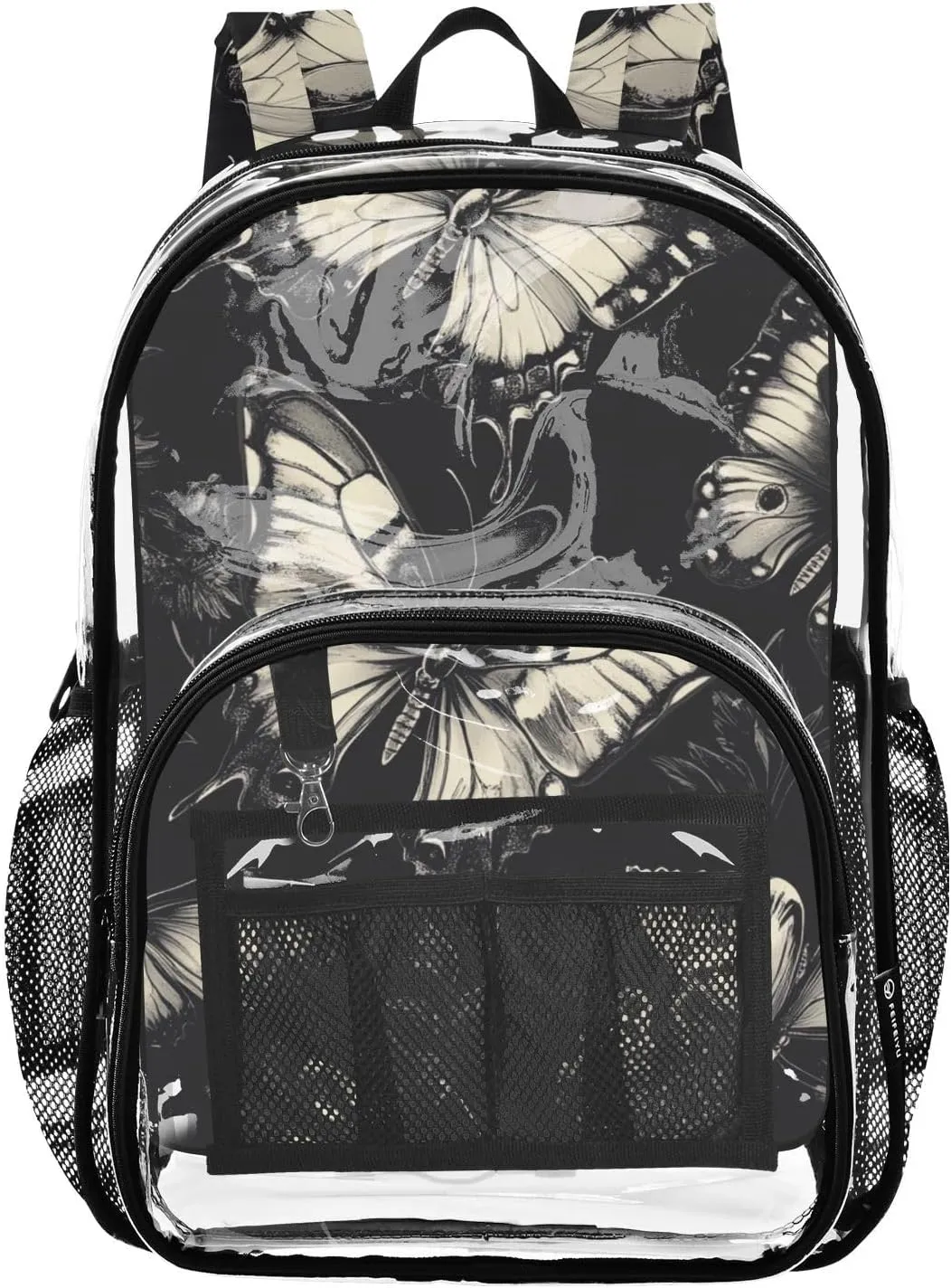 senya Transparent School Bag Gothic Cool Butterflies Travel Backpack With Water-Resistant PVC Plastic Clear Bagpack