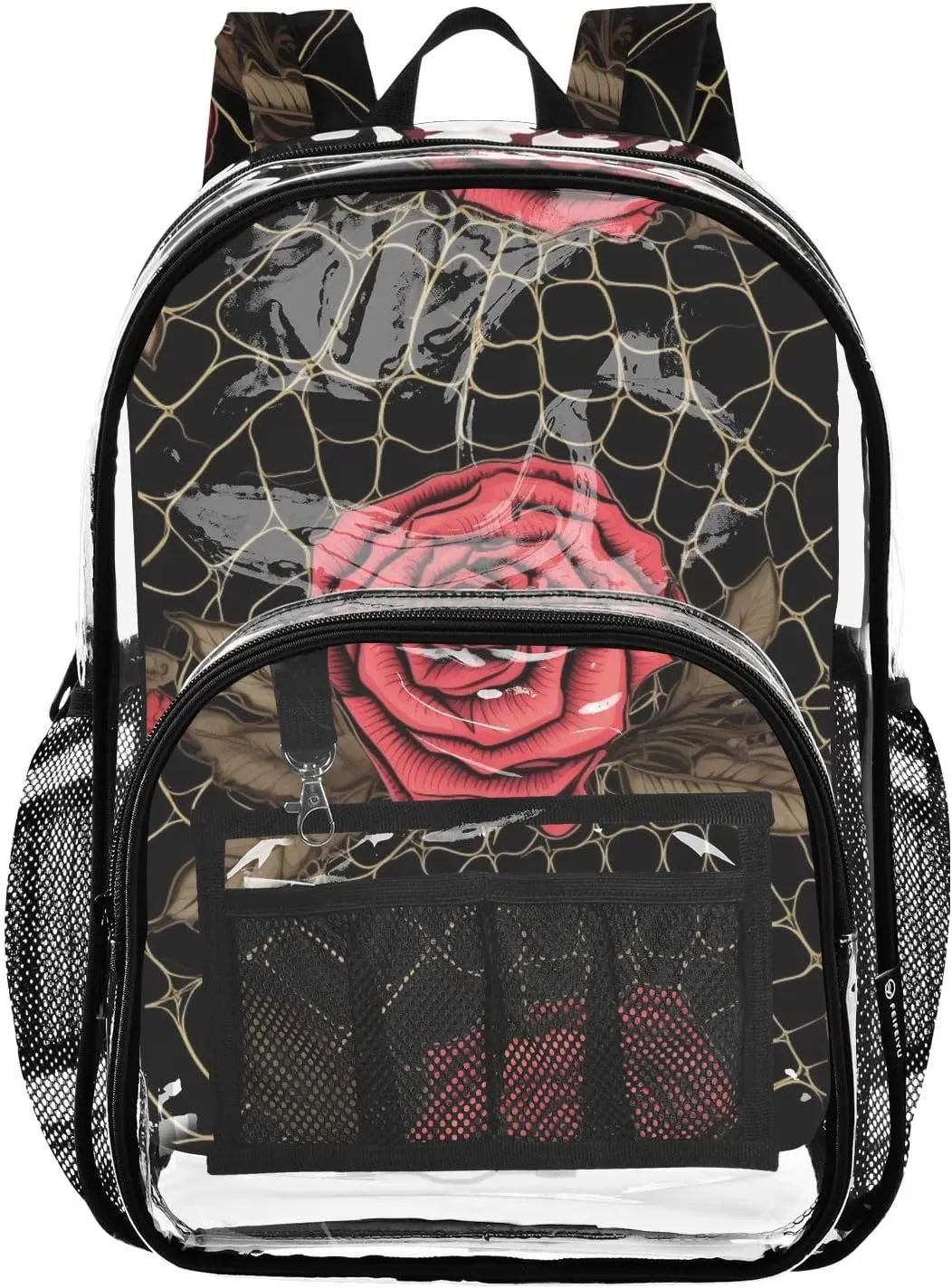 senya Transparent School Bag Gothic Rose Web Travel Backpack With Water-Resistant PVC Plastic Clear Bagpack