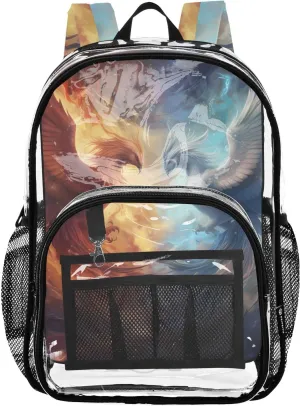 senya Transparent School Bag Ice-fire Phoenixs Travel Backpack With Water-Resistant PVC Plastic Clear Bagpack