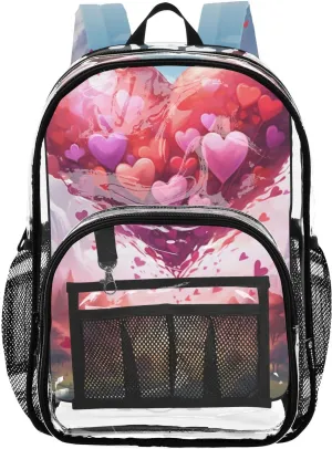 senya Transparent School Bag Large Love Balloons Travel Backpack With Water-Resistant PVC Plastic Clear Bagpack