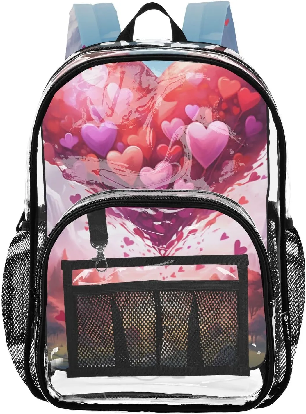 senya Transparent School Bag Large Love Balloons Travel Backpack With Water-Resistant PVC Plastic Clear Bagpack
