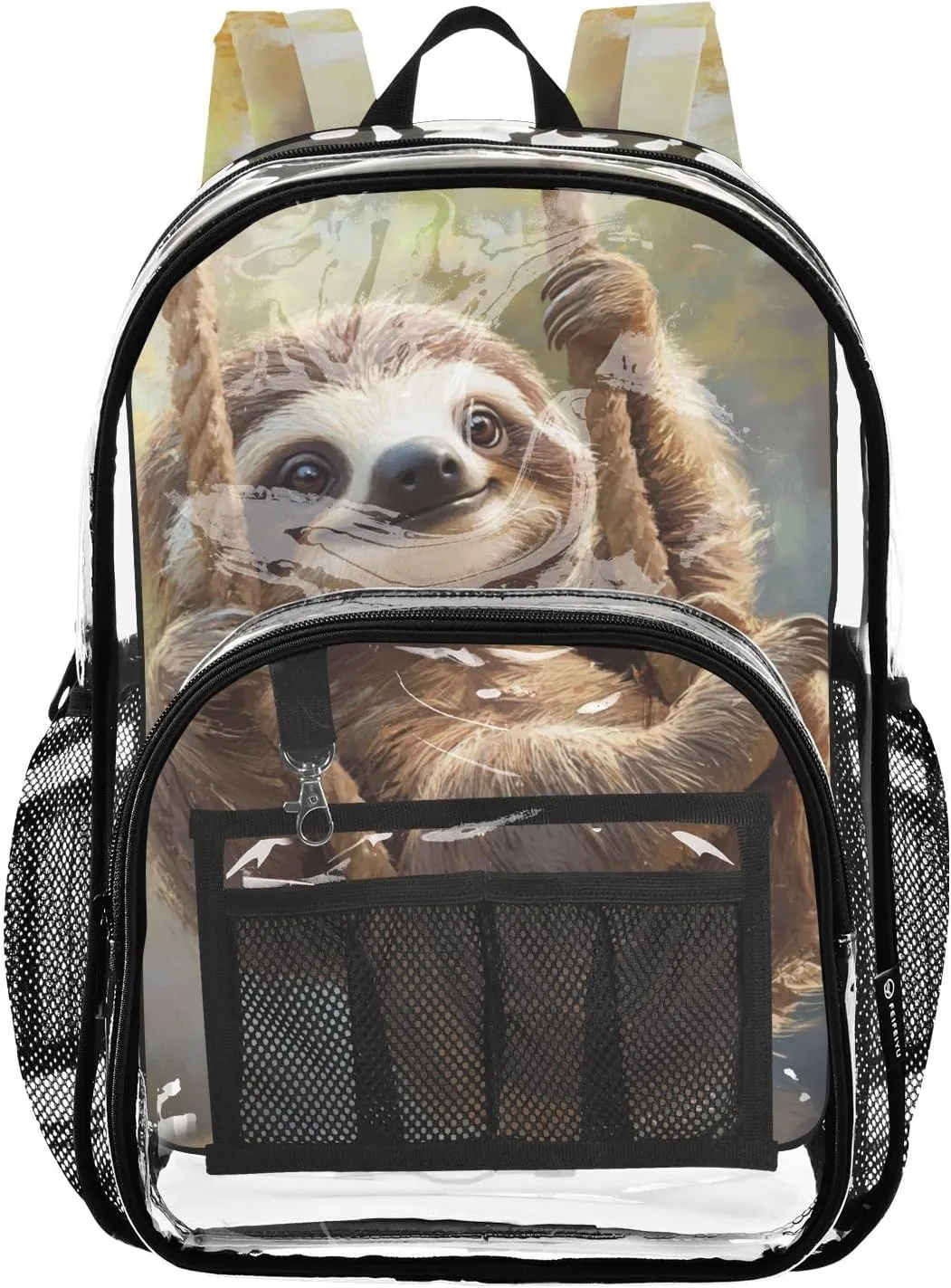 senya Transparent School Bag Lively Sloth Travel Backpack With Water-Resistant PVC Plastic Clear Bagpack
