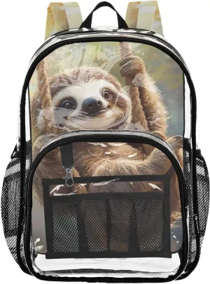senya Transparent School Bag Lively Sloth Travel Backpack With Water-Resistant PVC Plastic Clear Bagpack