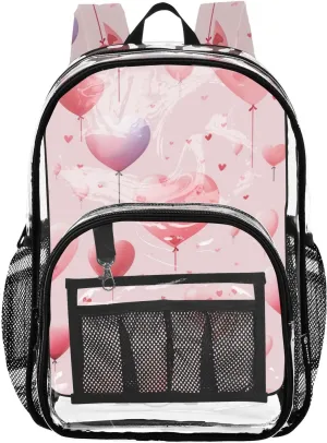senya Transparent School Bag Love Balloons Rise Travel Backpack With Water-Resistant PVC Plastic Clear Bagpack