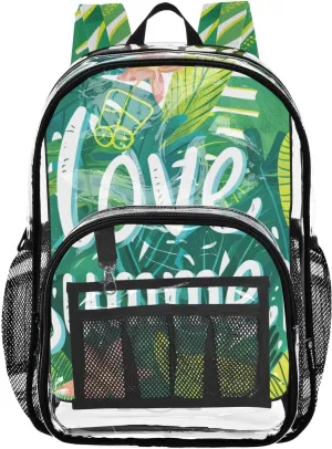 senya Transparent School Bag Love Summer Leaves Travel Backpack With Water-Resistant PVC Plastic Clear Bagpack