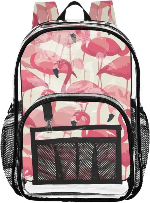 senya Transparent School Bag Smudge Gradient Flamingos Travel Backpack With Water-Resistant PVC Plastic Clear Bagpack
