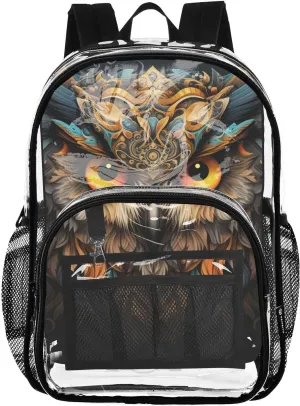 senya Transparent School Bag Stuffed Colorful Owl Travel Backpack With Water-Resistant PVC Plastic Clear Bagpack