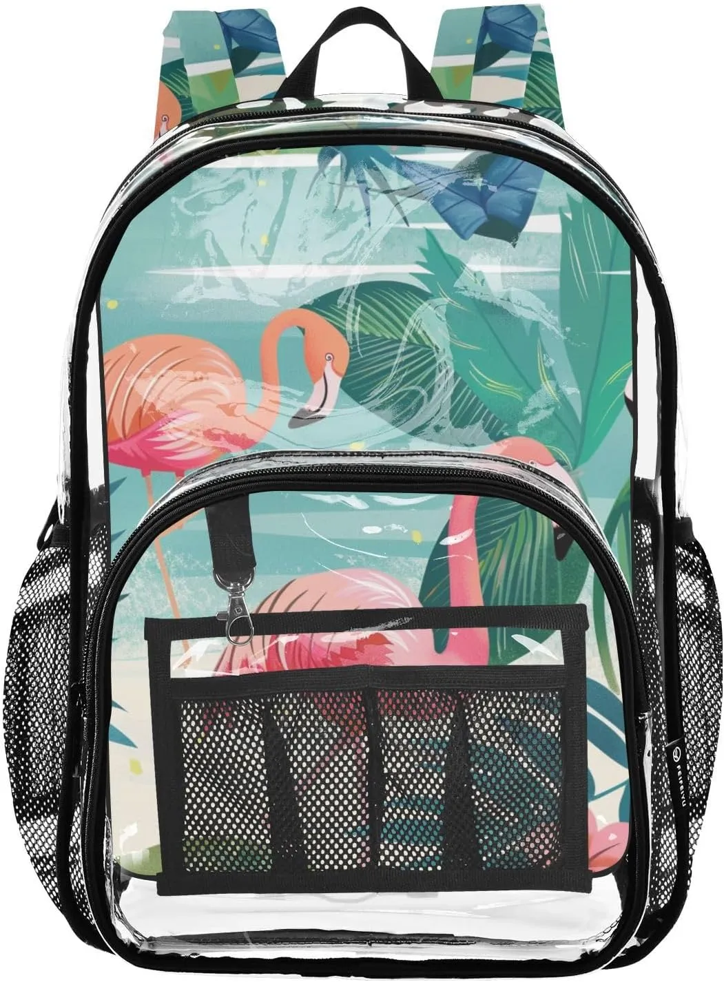 senya Transparent School Bag Summer Beach Flamingos Travel Backpack With Water-Resistant PVC Plastic Clear Bagpack