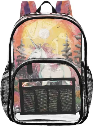 senya Transparent School Bag Unicorn Dream Garden Travel Backpack With Water-Resistant PVC Plastic Clear Bagpack