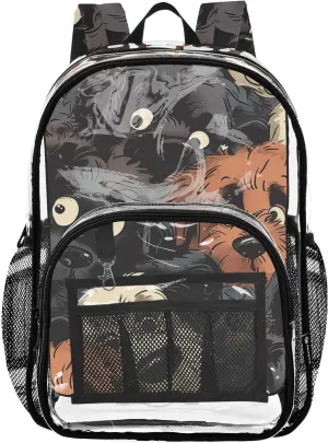 senya Transparent School Bag Well Behaved Dogs Travel Backpack With Water-Resistant PVC Plastic Clear Bagpack