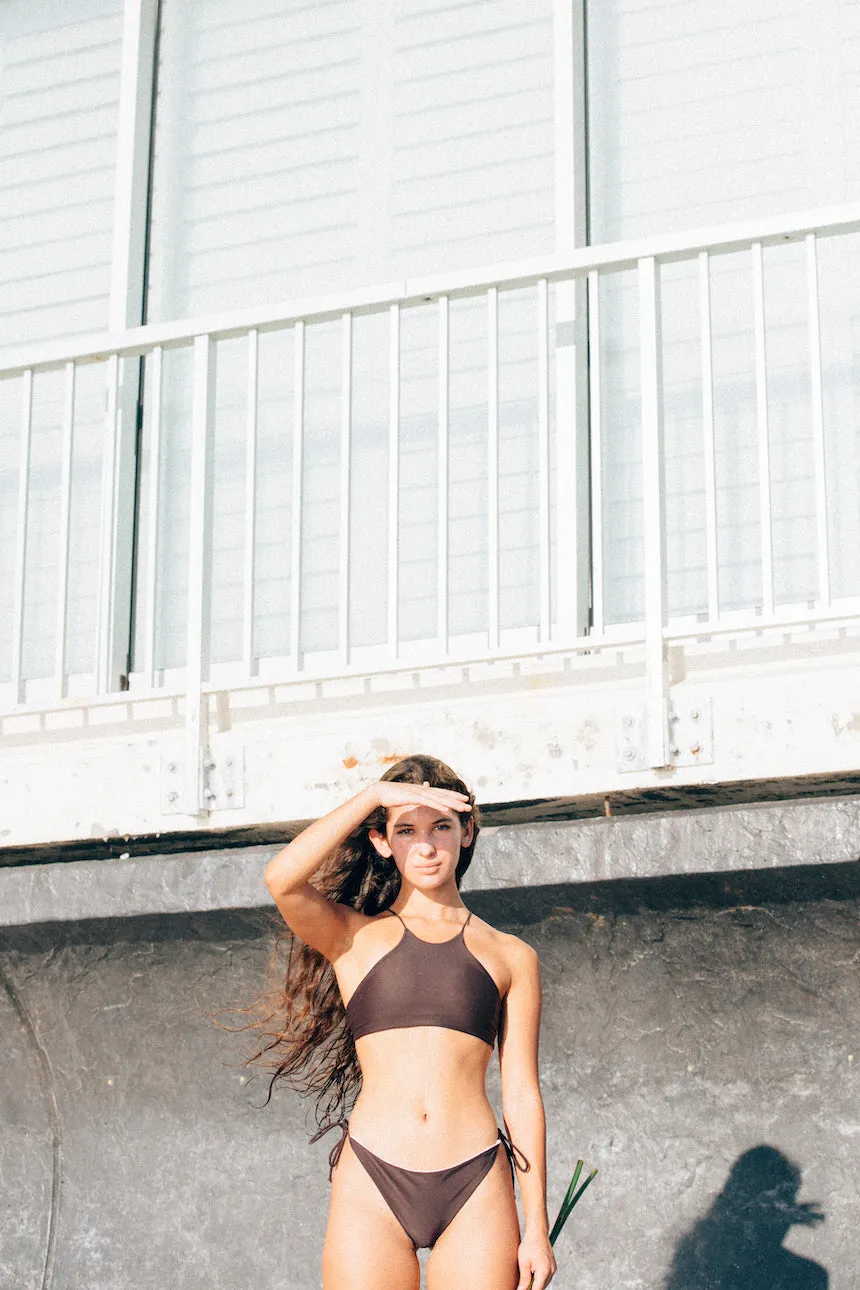 SET: Halter String Bikini Set in Semisweet Chocolate Brown