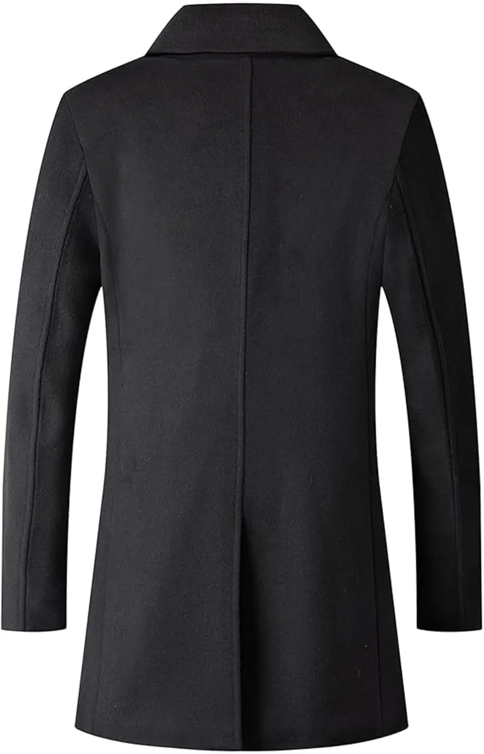 Sexyshine Mens Casual Trench Coat Double Breasted Pea Coat Notched Lapel Regular Mid Long Business Overcoat