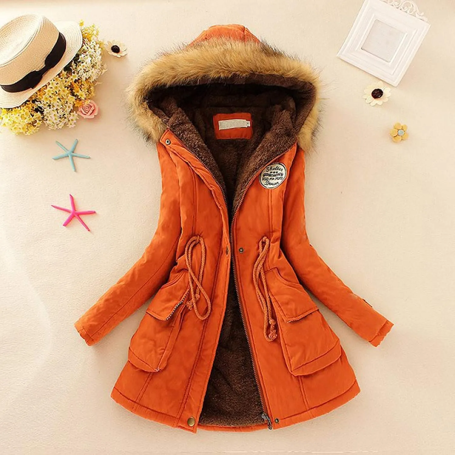 SGASY Women's Winter Coats Casual Warm Fleeced Lined Hooded Jacket Coat Long Sleeve Windproof Zip Up Padded Jackets