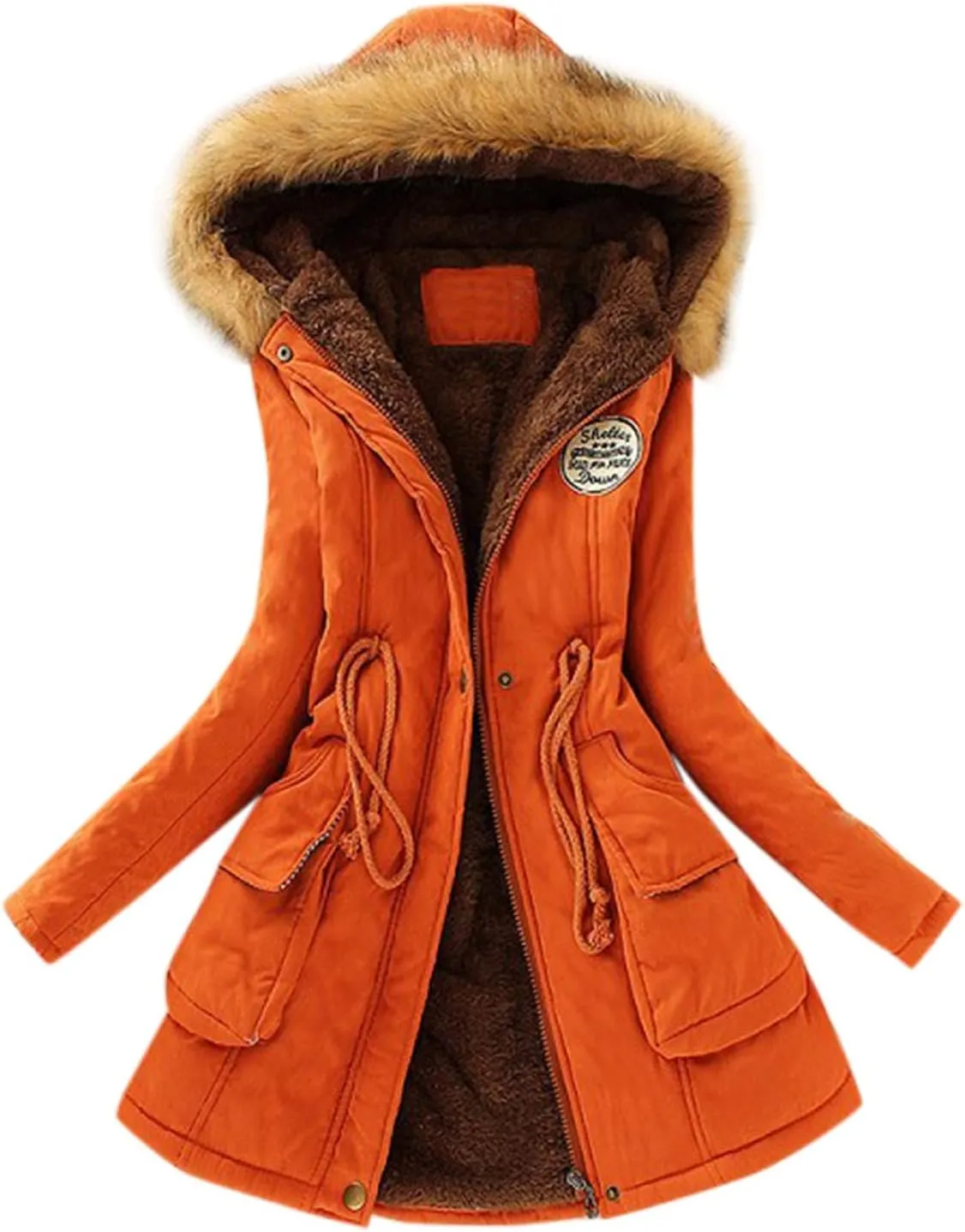 SGASY Women's Winter Coats Casual Warm Fleeced Lined Hooded Jacket Coat Long Sleeve Windproof Zip Up Padded Jackets
