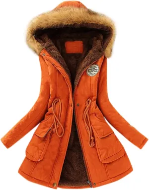 SGASY Women's Winter Coats Casual Warm Fleeced Lined Hooded Jacket Coat Long Sleeve Windproof Zip Up Padded Jackets