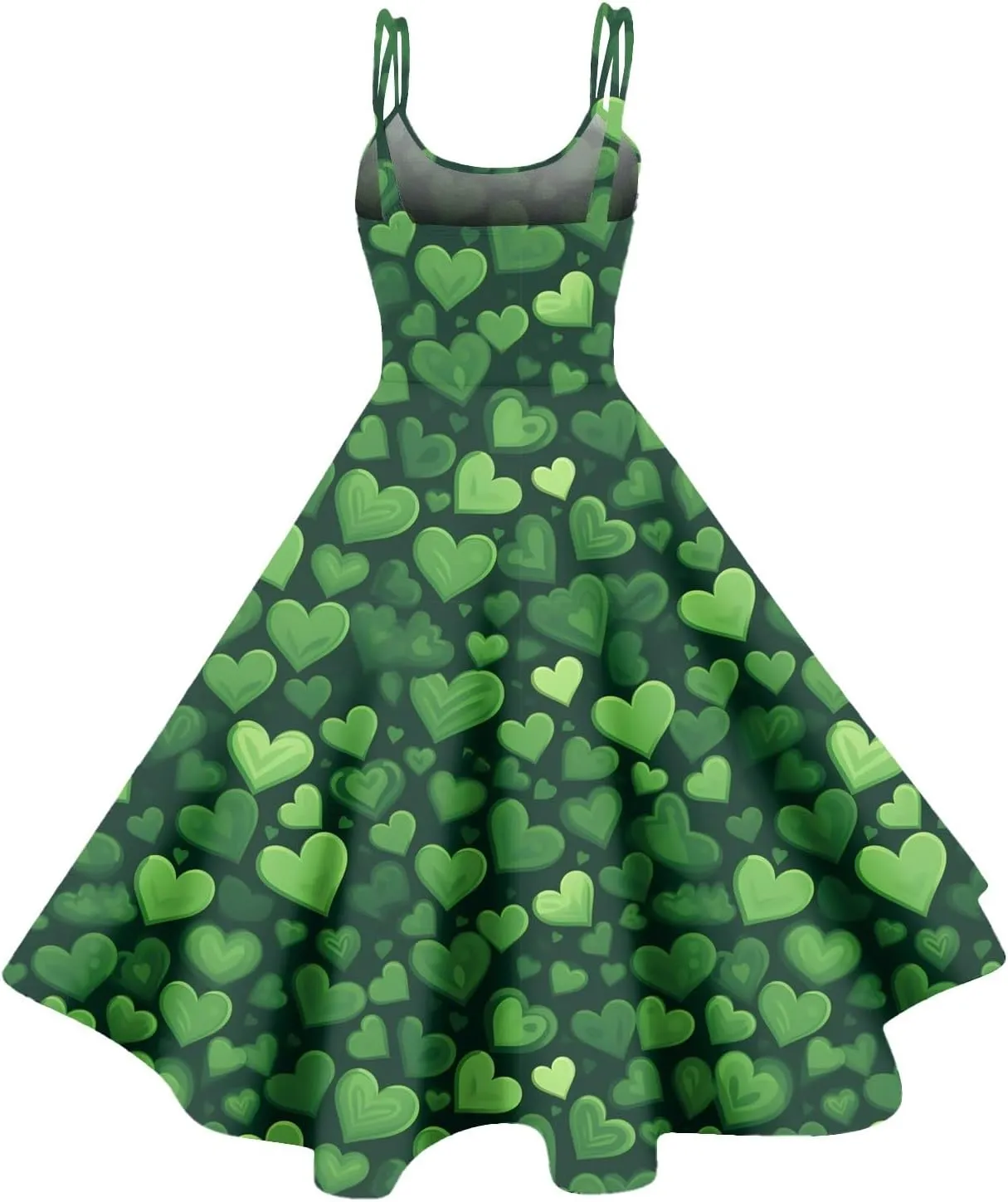 Shamrock Dress Women Cute Off Shoulder Sleeveless Vintage Midi Swing St Patricks Day Print A-Line Dresses