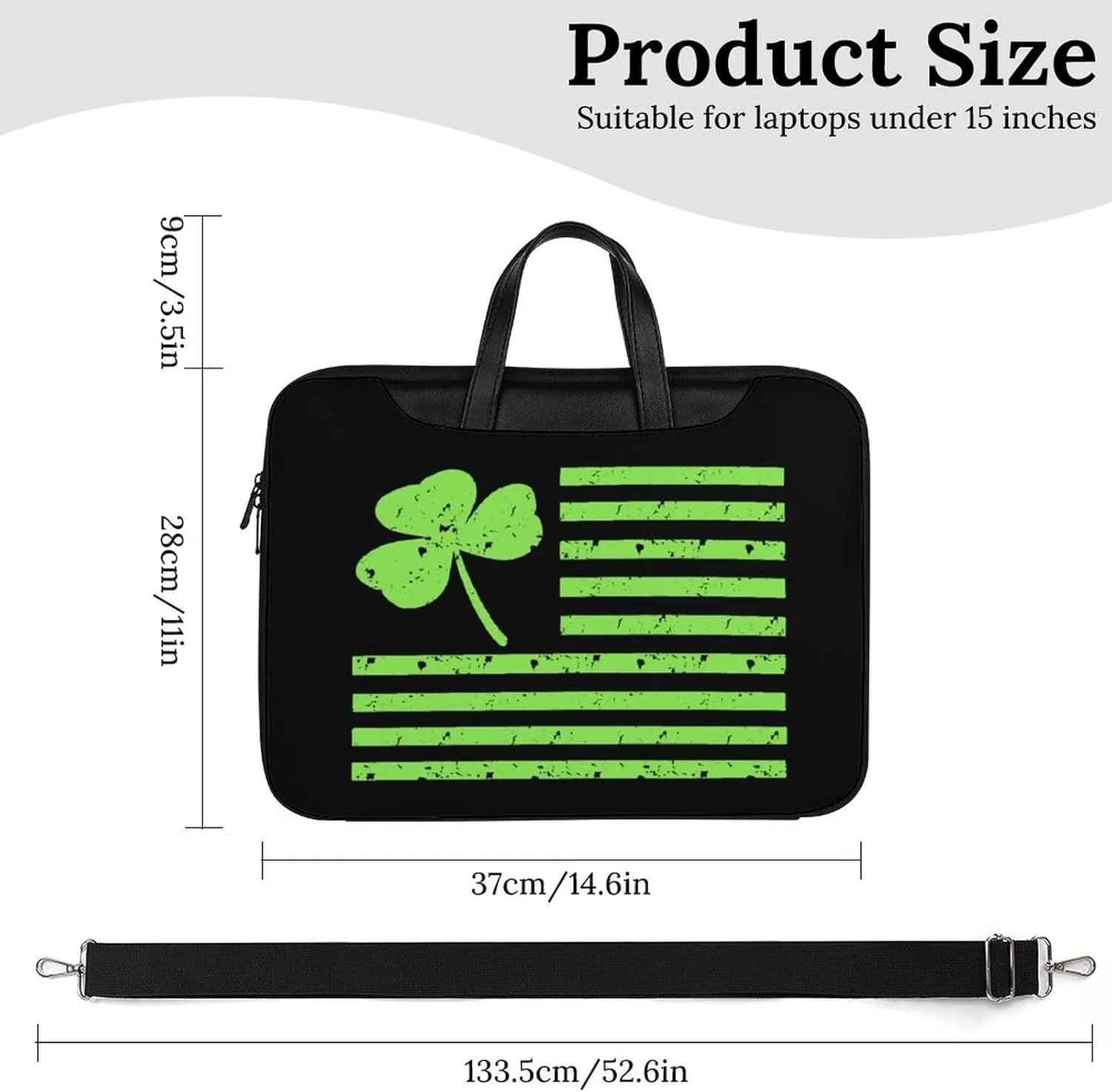 Shamrock Flag Leather Bag Laptop Case Slim Water Resistant Computer Bags with Handle Briefcase for Work