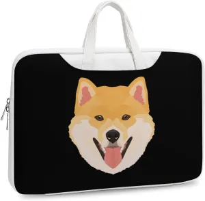 Shiba Dog Leather Bag Laptop Case Slim Water Resistant Computer Bags with Handle Briefcase for Work