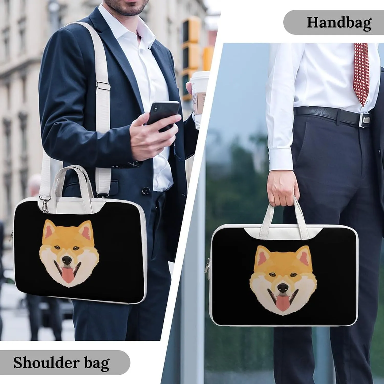 Shiba Dog Leather Bag Laptop Case Slim Water Resistant Computer Bags with Handle Briefcase for Work
