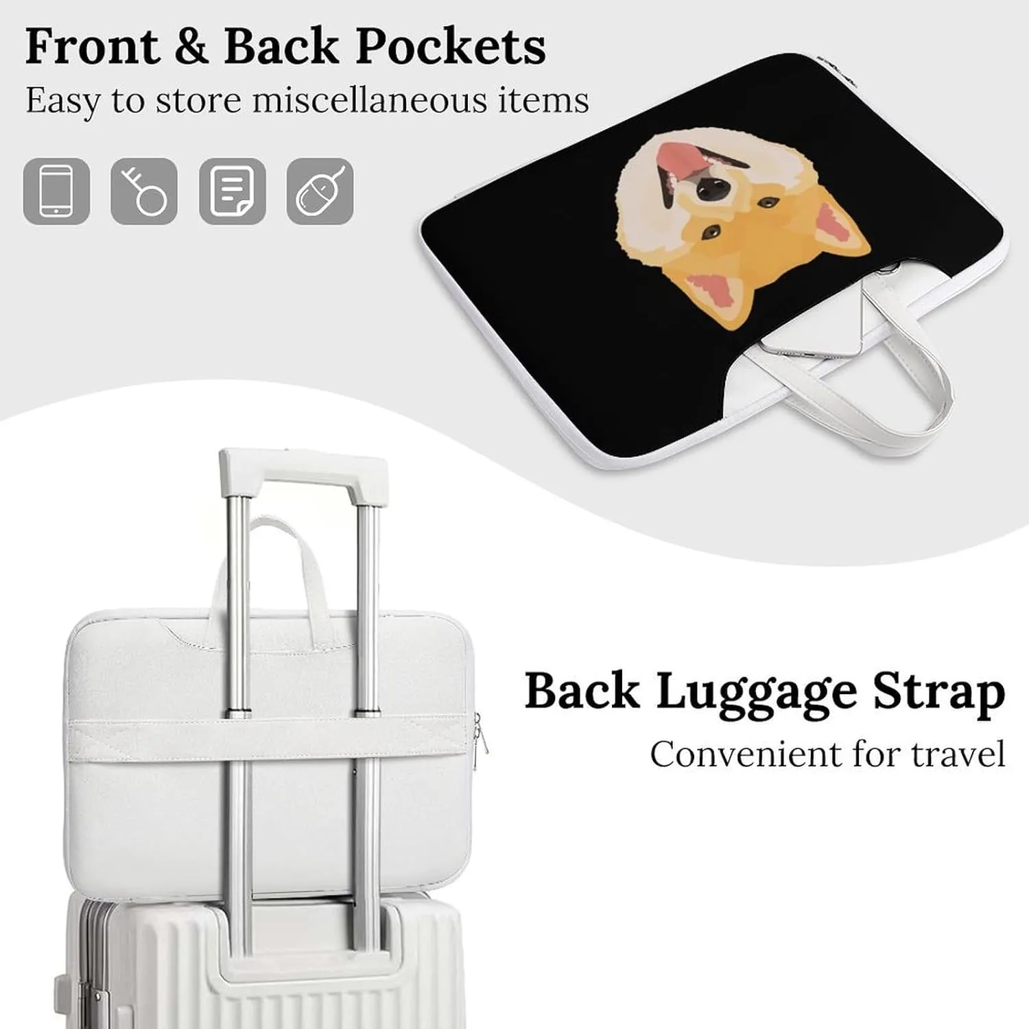 Shiba Dog Leather Bag Laptop Case Slim Water Resistant Computer Bags with Handle Briefcase for Work