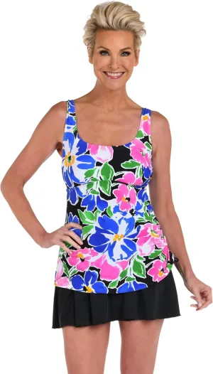 Shirred Skirted Swim Dress One Piece Swimsuit