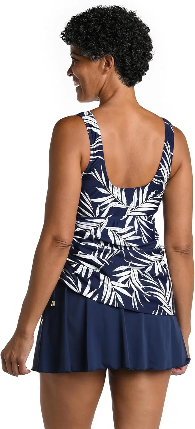 Shirred Skirted Swim Dress One Piece Swimsuit