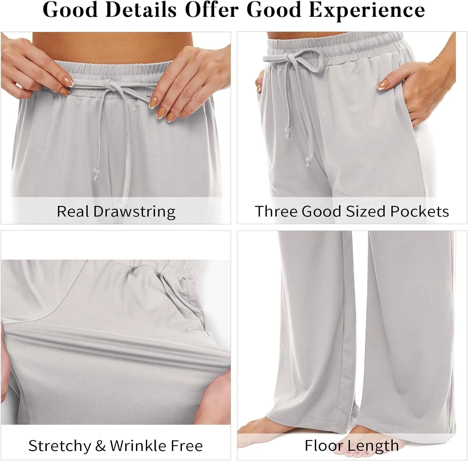 SICVEK Womens Yoga Lounge Sweatpants Wide Leg Pants Elastic Waist Drawstring Causal Athletic Long Pants with 3 Pockets