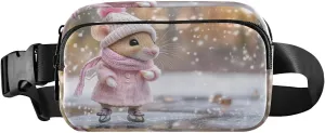 Skating Hamster Fanny Pack Water Resistant Waist Pack Sling Bag Purse for Women Men Travel Hiking