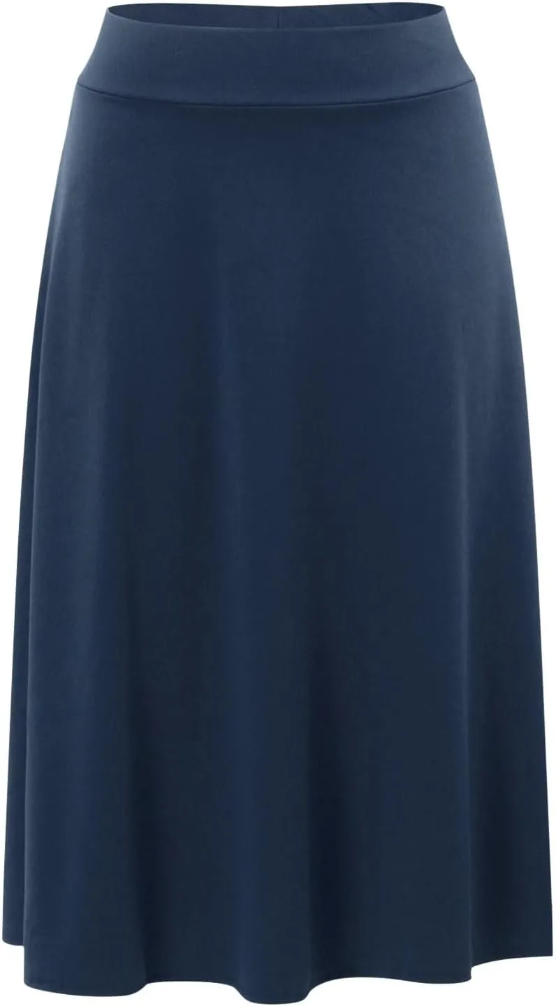 Skirts Pants Women's Solid Lightweight Flare Midi Pull On Closure Skirt S XXL Plus Size Double Split Skirts for