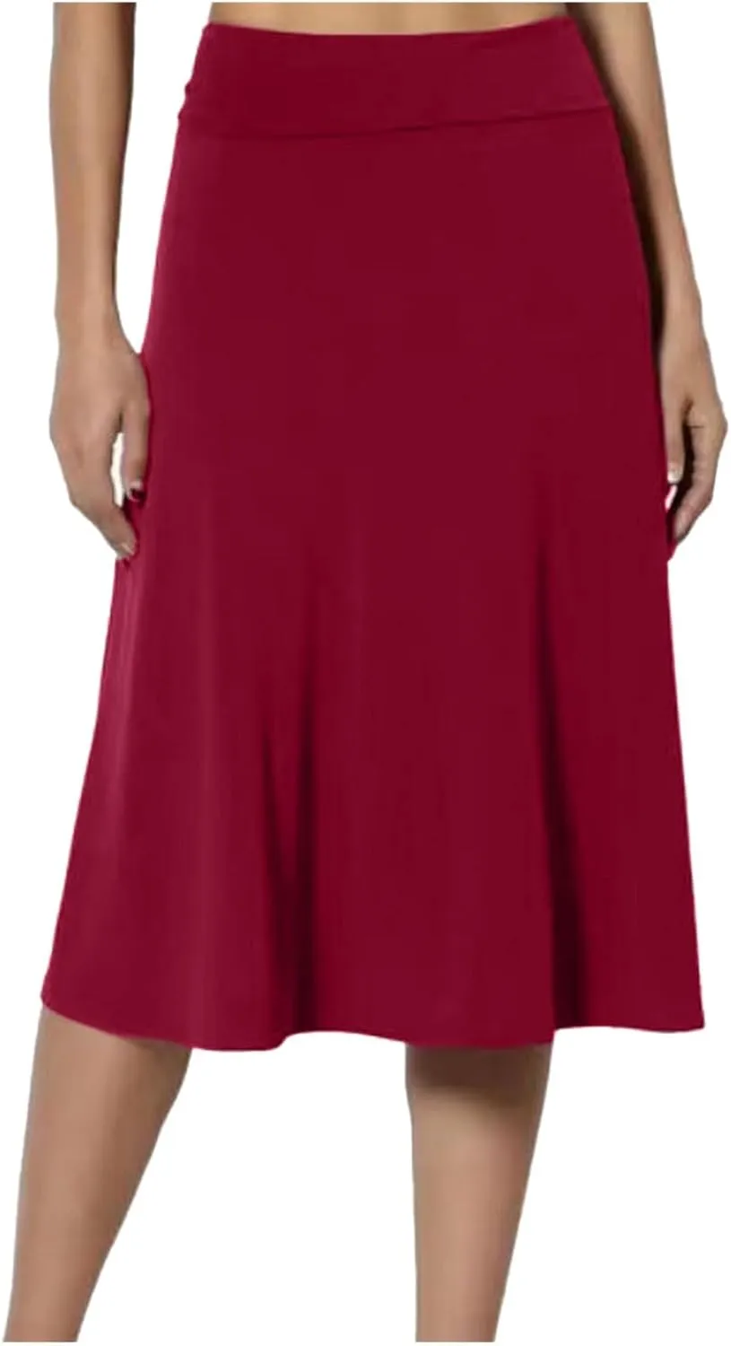 Skirts Pants Women's Solid Lightweight Flare Midi Pull On Closure Skirt S XXL Plus Size Double Split Skirts for