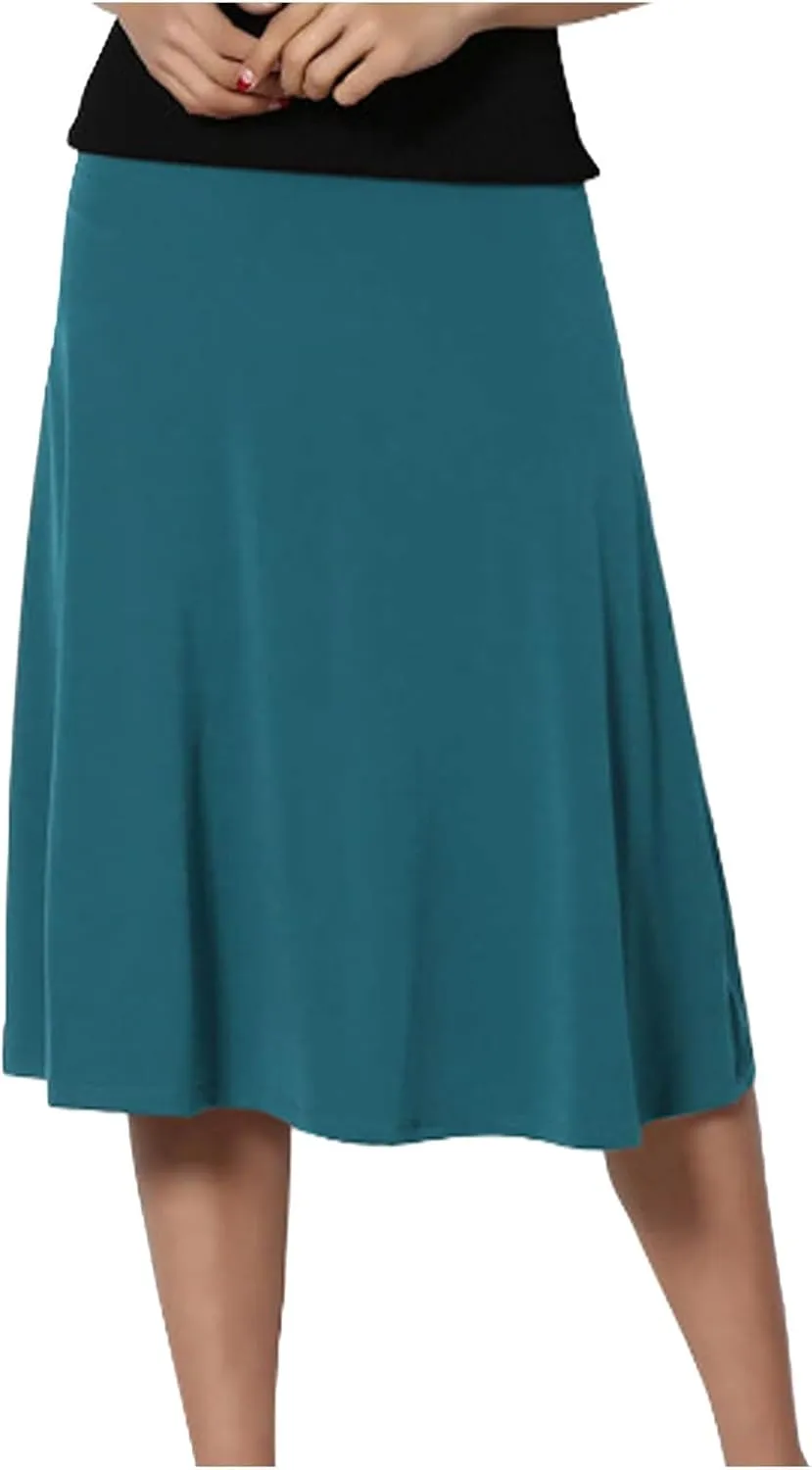 Skirts Pants Women's Solid Lightweight Flare Midi Pull On Closure Skirt S XXL Plus Size Double Split Skirts for