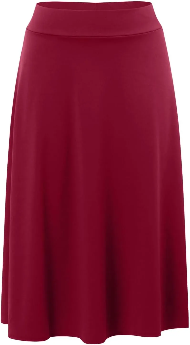Skirts Pants Women's Solid Lightweight Flare Midi Pull On Closure Skirt S XXL Plus Size Double Split Skirts for