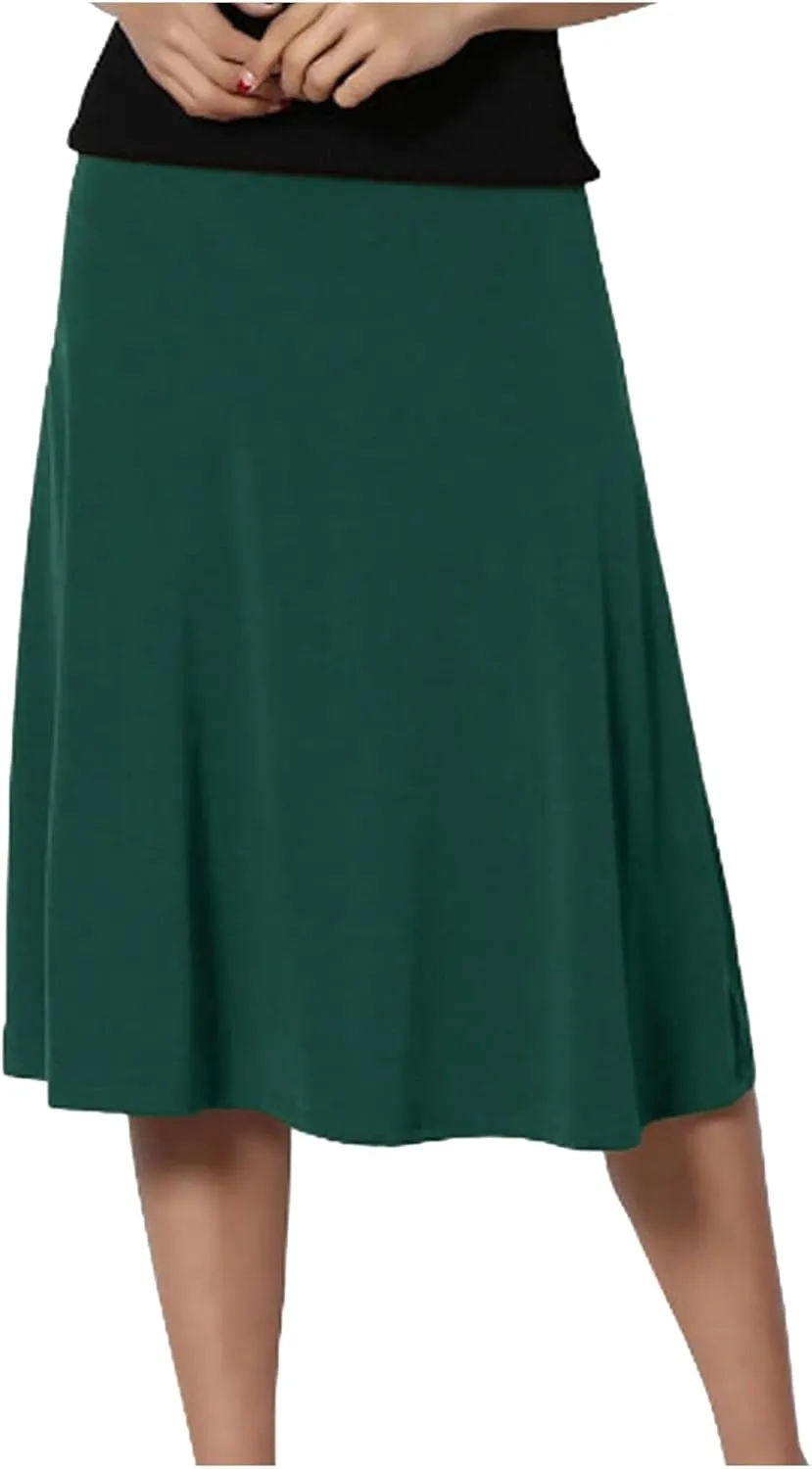 Skirts Pants Women's Solid Lightweight Flare Midi Pull On Closure Skirt S XXL Plus Size Double Split Skirts for
