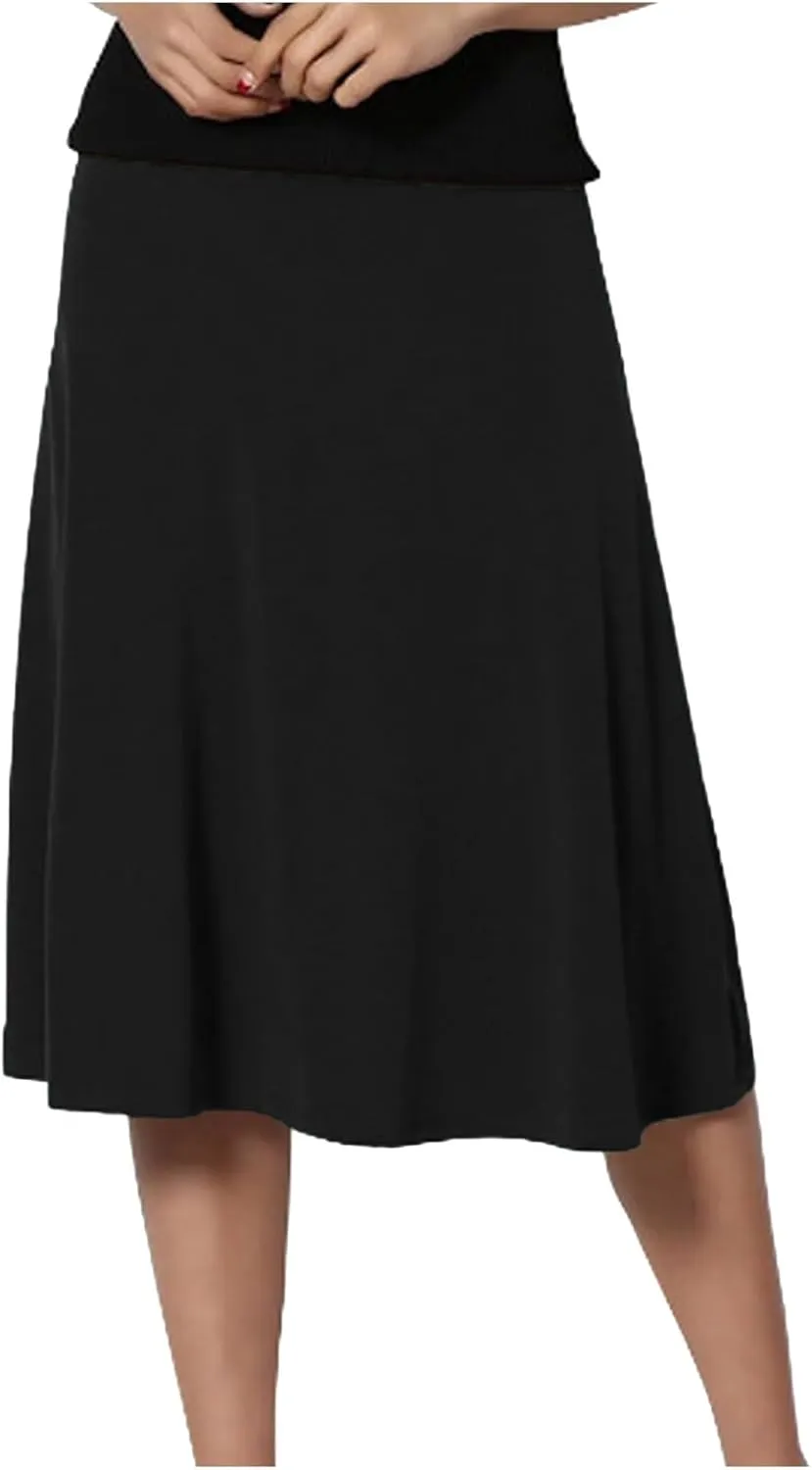 Skirts Pants Women's Solid Lightweight Flare Midi Pull On Closure Skirt S XXL Plus Size Double Split Skirts for