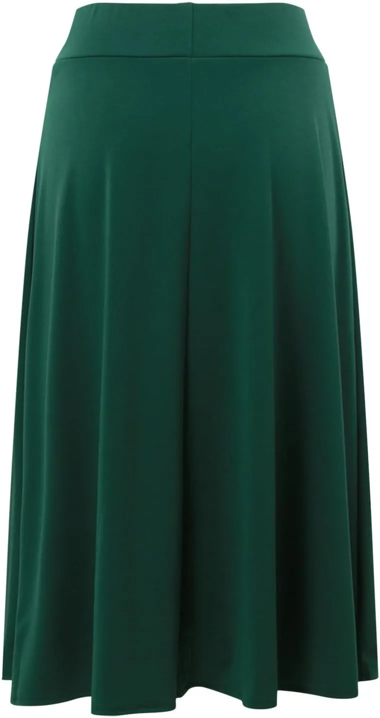 Skirts Pants Women's Solid Lightweight Flare Midi Pull On Closure Skirt S XXL Plus Size Double Split Skirts for