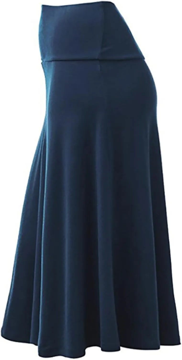 Skirts Pants Women's Solid Lightweight Flare Midi Pull On Closure Skirt S XXL Plus Size Double Split Skirts for