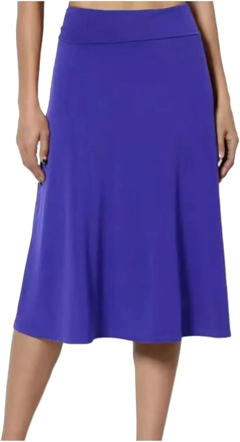 Skirts Pants Women's Solid Lightweight Flare Midi Pull On Closure Skirt S XXL Plus Size Double Split Skirts for